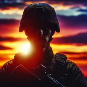 soldier in sunset